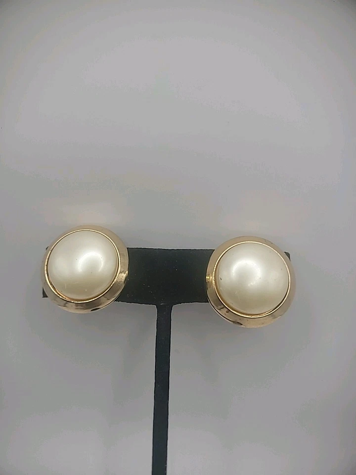 Pendientes Marvella Vintage Clip Tono Dorado Piedra Blanca Joyería Disfraz Foto 3 de 4