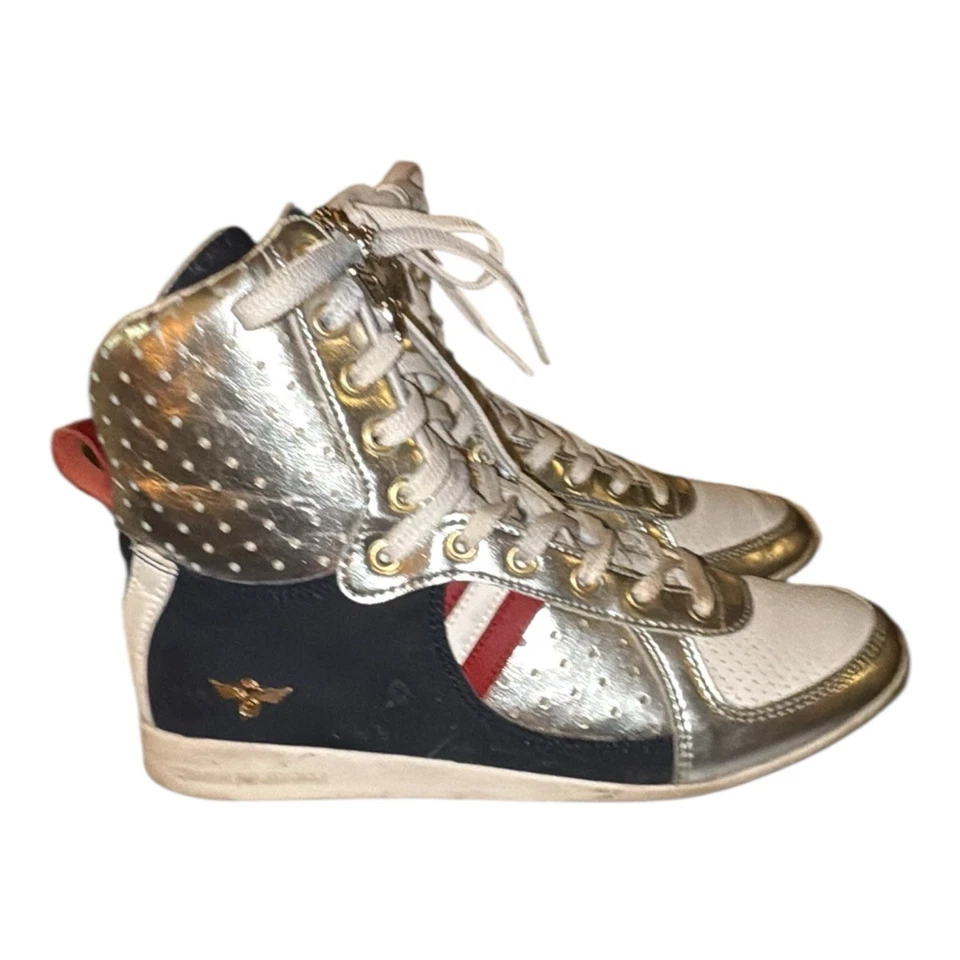 Creative Recreation Women’s Sneakers Galow Hi Silver Red Blue White Size 6.5 - Image 2 of 4