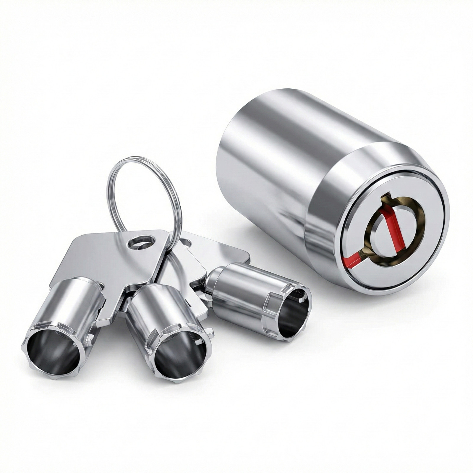Cylinder Lock for Storage Unit, Silver, Copper, 3/4 Inches, 