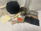 Civil War Reenactment Accessory Bundle  Canteen, Cup, Soap, Fork, Pouch, Bag Etc