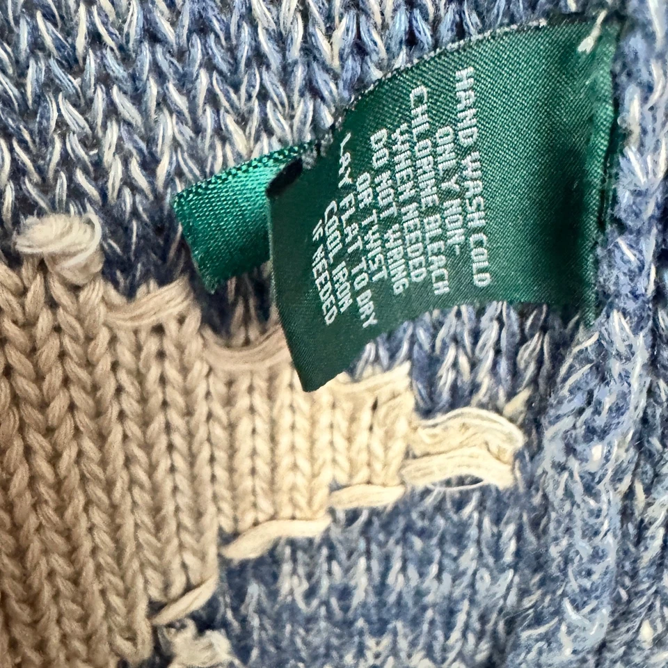 Cárdigan tejido LRL Lauren Jeans Co Ralph Lauren azul tostado a rayas mezcla de lino L Foto 4 de 4