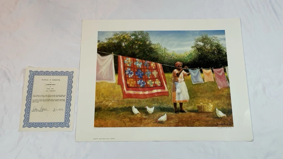 Country Quilt Arthello Beck Jr 签名限量版 452/1000 带真品证明 — 第 2/4 张图片