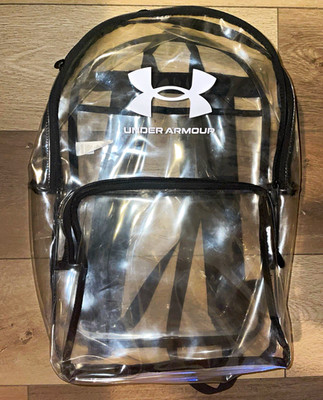 Under Armour Clear/Black Solid Backpack w/ Shoulder Straps, Zip Closure, Logo