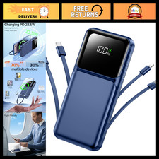 20000mAh Portable Power Bank with Built-in Cable, Fast Charging, Compact Light
