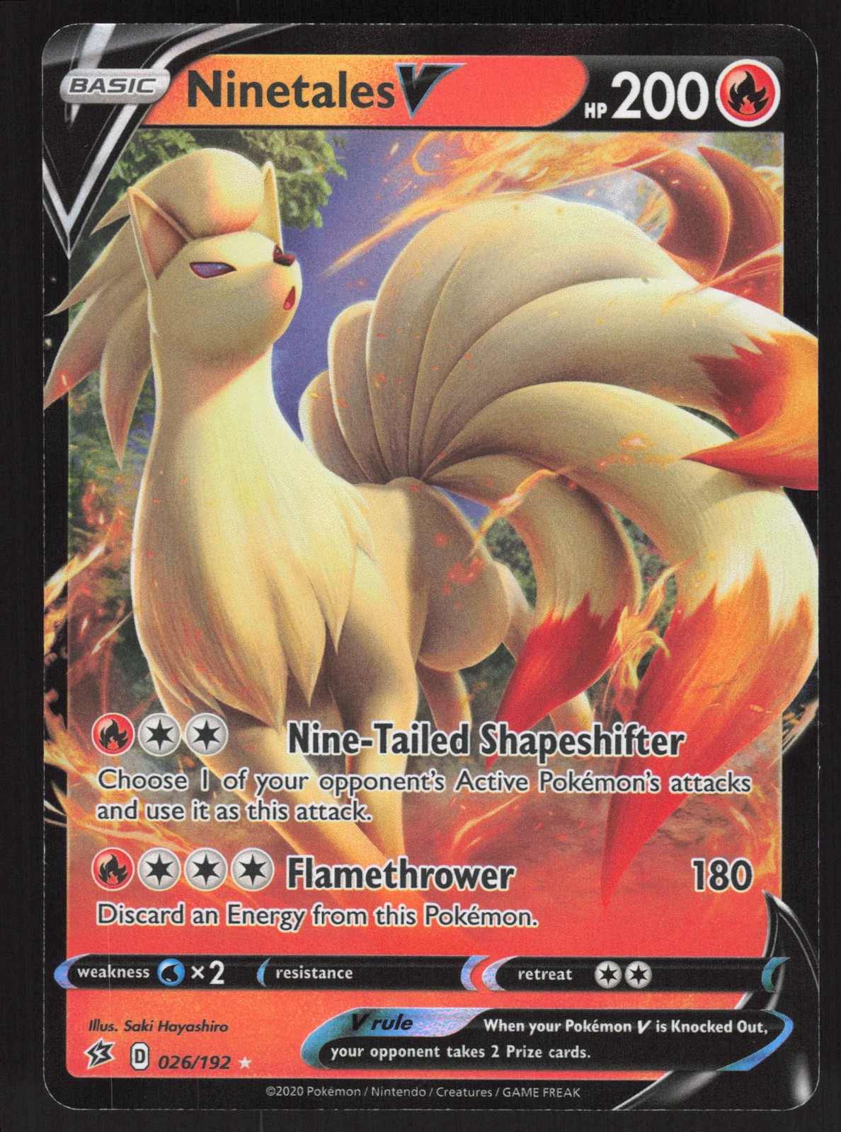 Ninetales V 026/192 Ultra Rare Pokemon TCG SWSH02: Rebel Clash NM