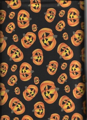 100% cotton Halloween Fabric ''Happy Pumpkins''   by MDG Fabrics