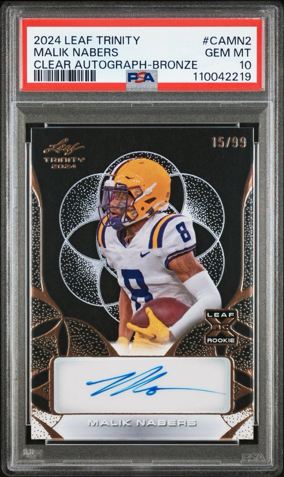 Malik Nabers Leaf Trinity Clear Autographs #CAMN2 Bronze