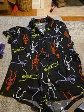 Halloween Pj Set..Size Large 12-14 ...Black With Skeletons