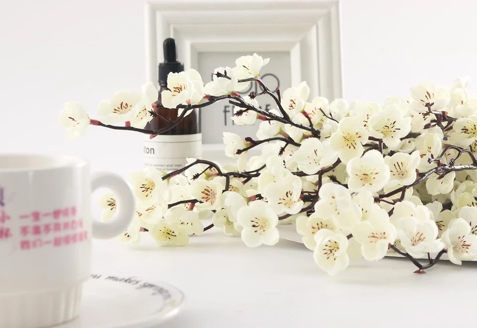 5 Piezas Flor de Ciruela Artificial Falsa Invierno Dulce Tallo Largo Plástico Flores Hogar Ho Foto 2 de 4