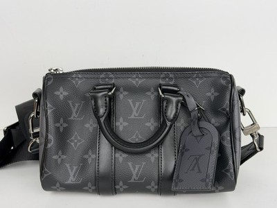 Louis Vuitton グレー ブラック ハンドバッグ Louis Vuitton Keepall Bandouliere 25 Reverse Monogram Eclipse
