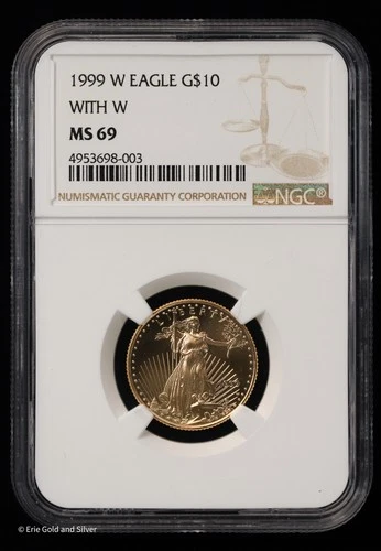 1999 W $10 1/4 oz American Gold Eagle NGC MS69 Burnished