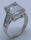 Vtg Solid 925 Sterling Silver Emerald Cut CZ Engagement Ring Baguette UK Sz M½-N