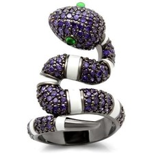 0W184 - Ruthenium Brass Ring with AAA Grade CZ in Multi Color