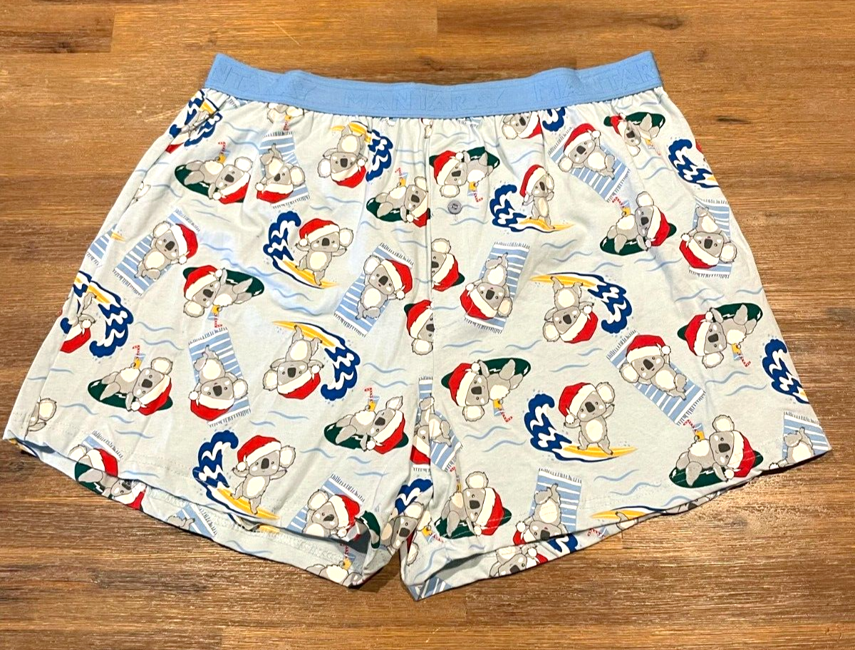 MENS size XL Blue Koalas koala Christmas Boxer shorts Cotton extra