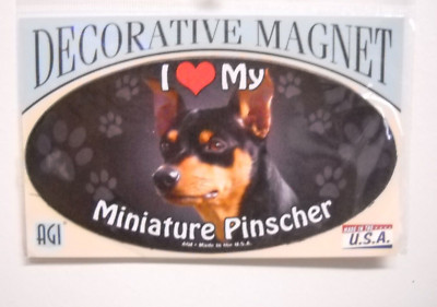 AGI Pet Series I Love   My Miniature Pinscher Oval 5'' Car Magnet Indoor Outdoor