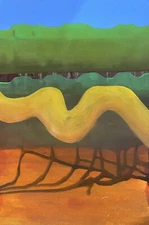 Abstract Mixed Media Ink Painting On Paper 12 X 18” Contemporary