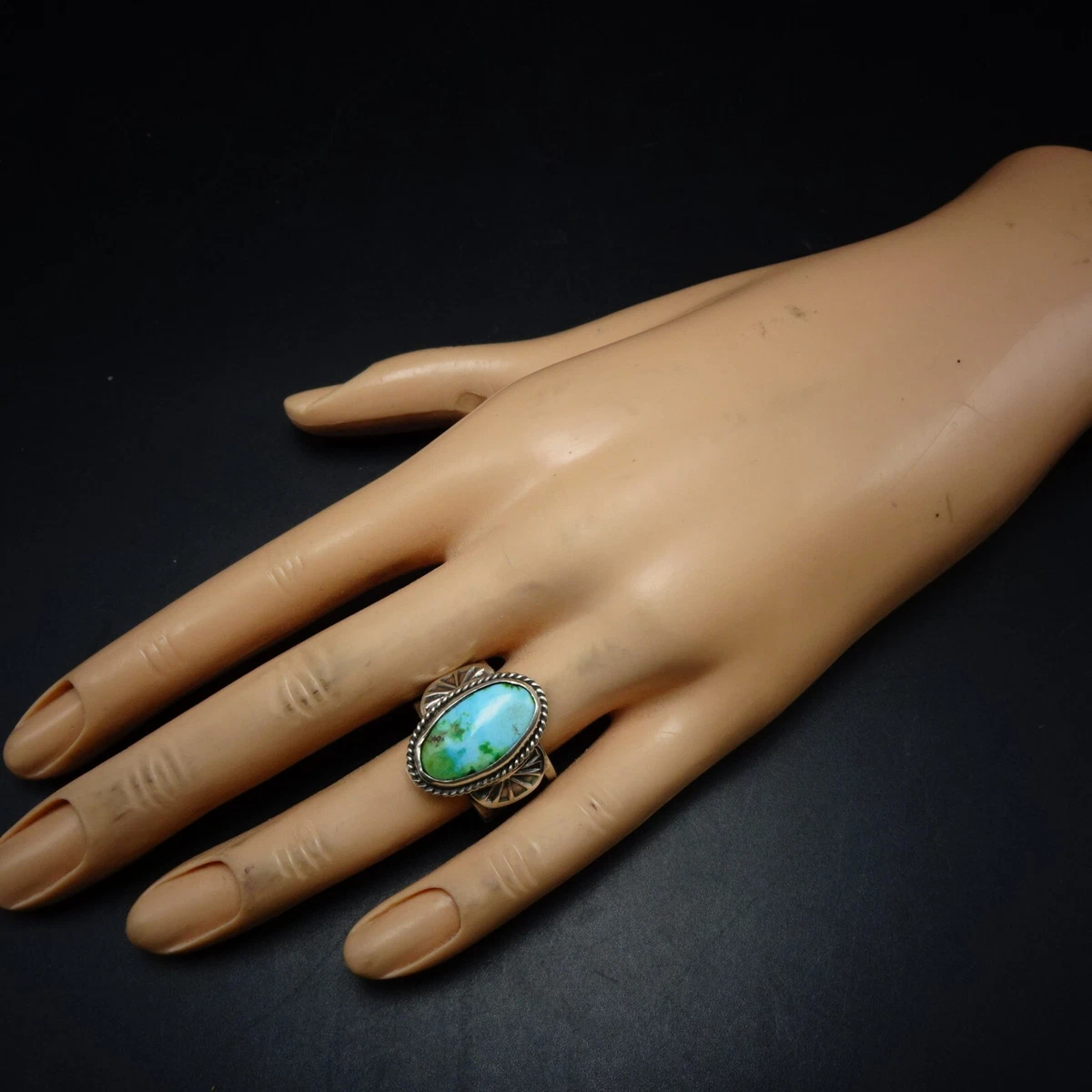 Sunshine Reeves NAVAJO Sterling Silver TURQUOISE Ring size 7.5