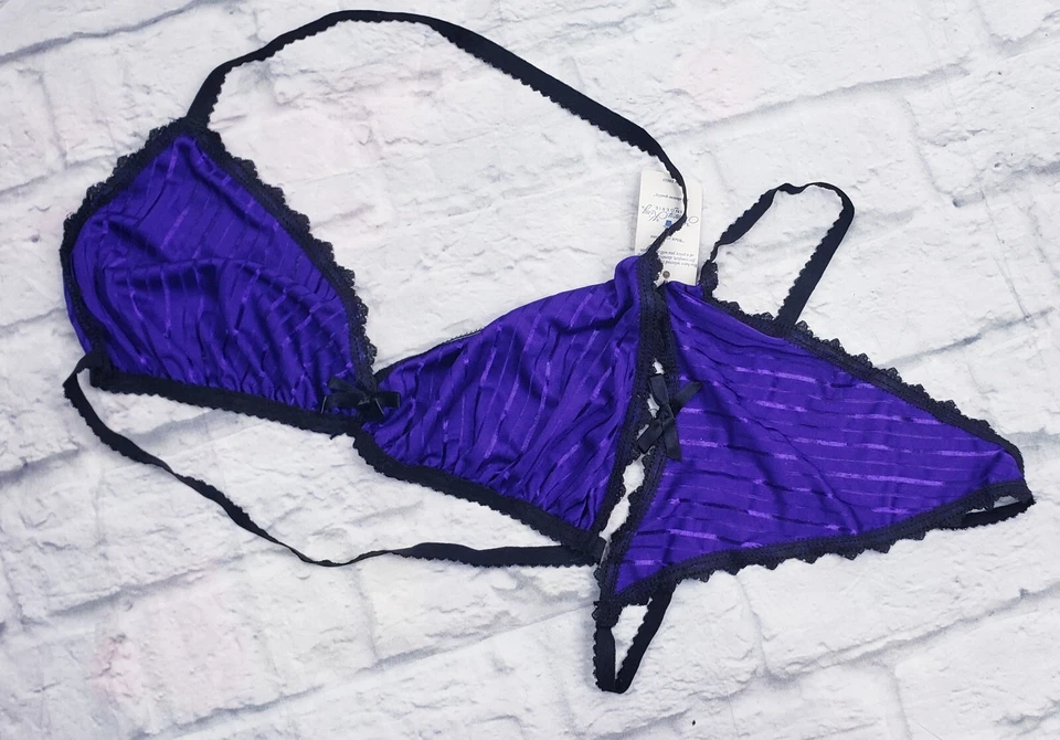 Nancy King Mujer De Colección Lencería Sujetador y Tanga Panty Conjunto De Colección Retro Púrpura Mediano Foto 3 de 4