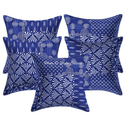 Housse De Coussin Suzani - Broderie Indienne Patchwork Multicolore 45x45cm