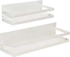 Uten 2x Floating Shelves Wall Mounted Iron Shelves Storage with Towel Rack Set