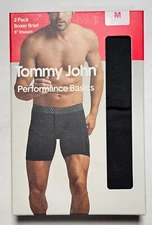Tommy John Performance Basics 6-Inch Boxer Brief Medium - Black / Black - 2 Pack
