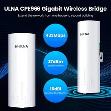 2-Pack Wireless Bridge 3KM 5.8G Point to Point Outdoor CPE Long Range WiFi Bridg