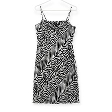 Banana Republic Zebra Print Dress Womens Size 2 Spaghetti Strap Cowl Neck NWT