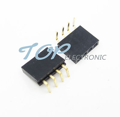 100PCS 2.54mm Pitch 1x4Pin Header Right Angle Female Single Row Socket Connector
