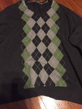 Mens Claiborne Sweater Pullover 100 Cotton V-Neck XXL Gray Long Sleeve A14