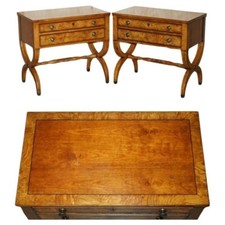 FINE PAIR OF ETHAN ALLEN TOWNHOUSE ITALIAN NEOCLASSIC TUSCAN BURR OAK SIDEBOARDS