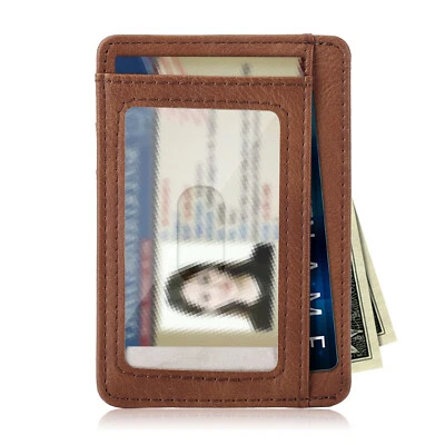 Front Pocket Wallet Leather RFID Blocking ID Slim Credit Card Holder Men & Women