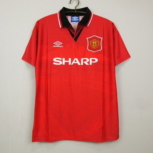 MAGLIA CALCIO RETRO MANCHESTER UNITED HOME 94-95 7 CANTONA ERIC SCHOLES BECKHAM - Foto 2 di 5