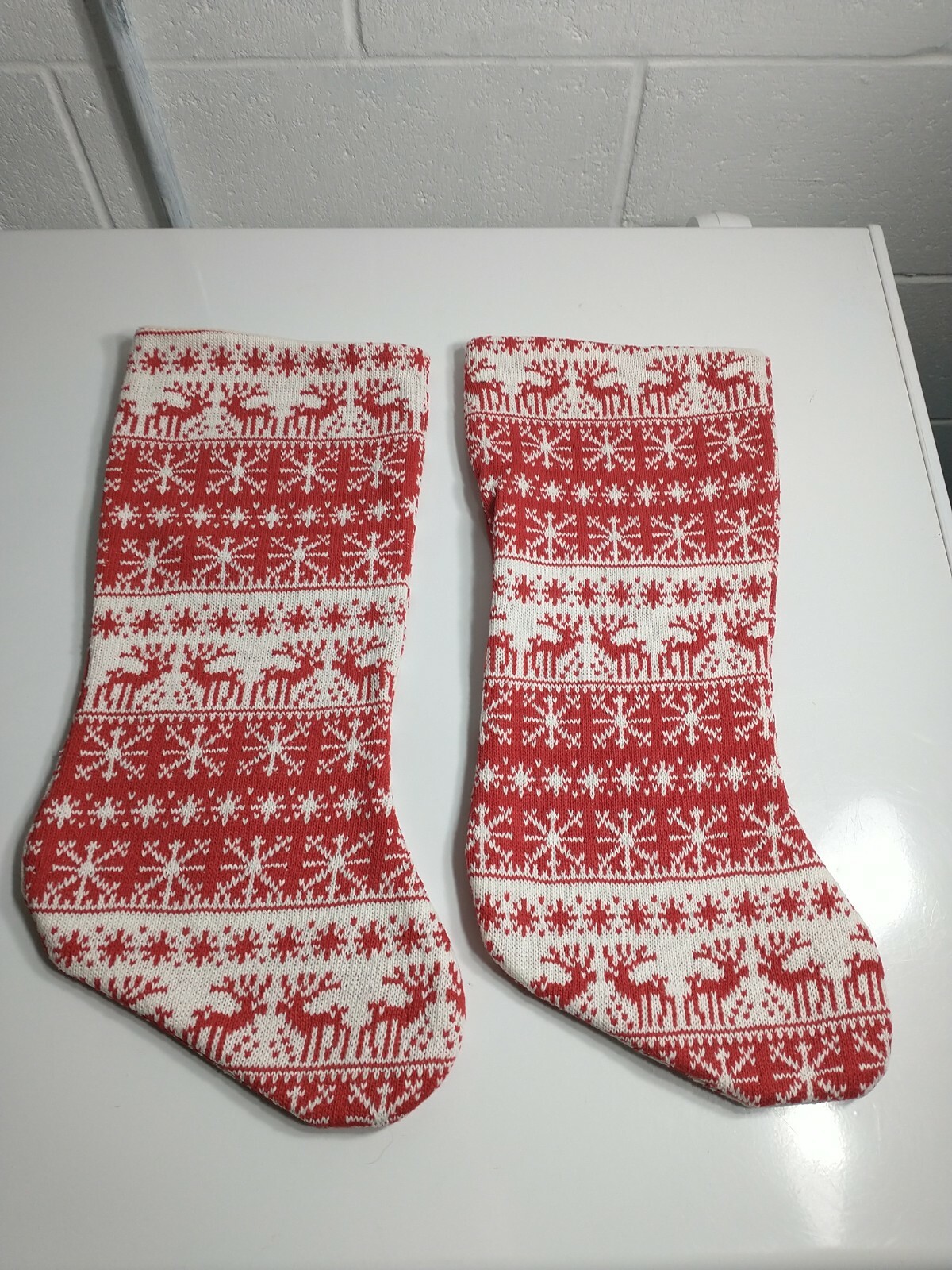 Sweater Style Christmas Stocking - Snowflakes and Reindeer - 18