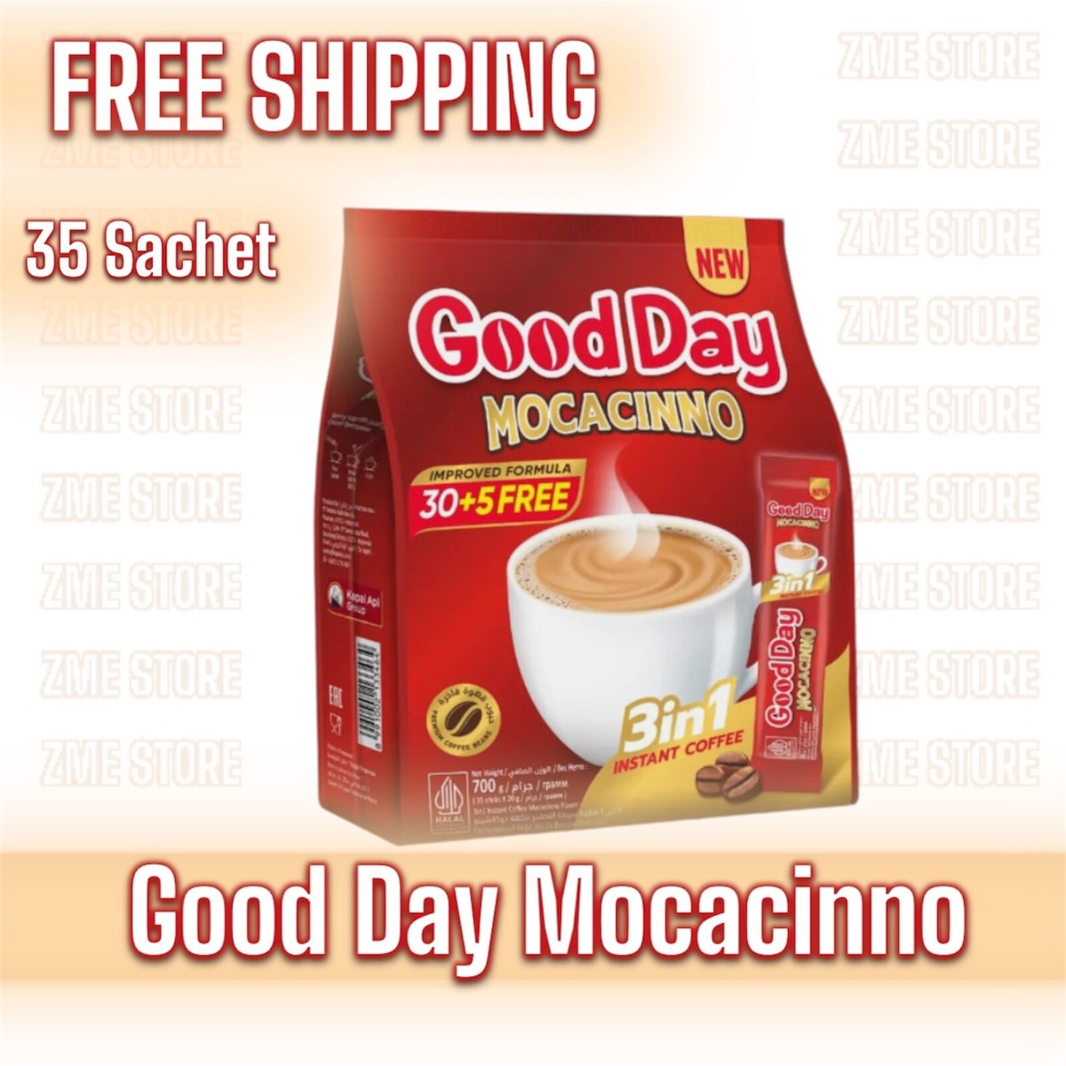 Mocacinno Instant Coffee 3 in 1 Good Day (35 Sachet X 20 Gram