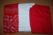 Womens 3 LOT SHEER INFINITY SCARF Lt Weight PRETTY FLORAL DESIGN Solid Red White