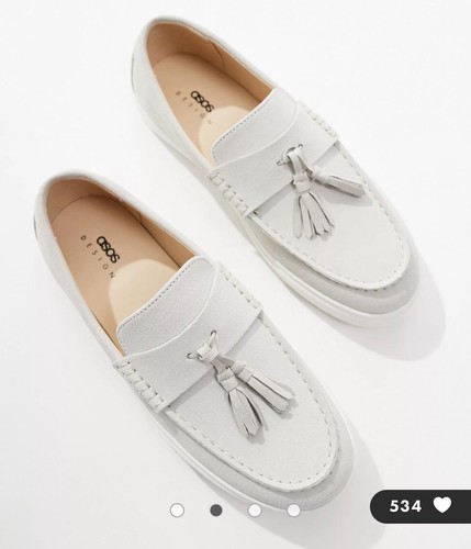 ASOS DESIGN tassel loafers in gray faux suede Size US 8 - 第 1/3 張圖片