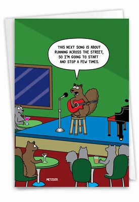 NOBLEWORKS 1 Funny Birthday Greeting Card - Bday Squirrel Song - Envelope Included,US-Made