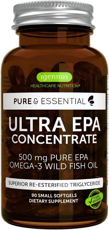 Ultra EPA Concentrate | Pure EPA Omega-3 Fish Oil, 500mg rTG Omega-3 EPA