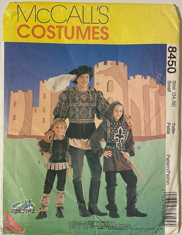 MCCALLS #8450 MENS SIZE SMALL 34-36 MEDIEVAL SHAKESPEAR COSTUME PATTERN MADRIGAL