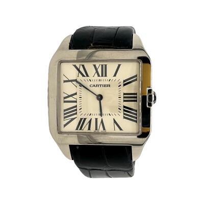Cartier Santos Dumont 2651 White Gold 35mm Watch Black Alligator