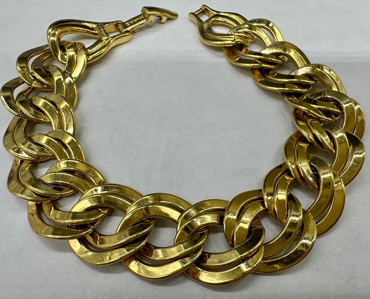 VINTAGE ESTATE GOLD TONE DOUBLE LINK MONET SIGNED CHAIN