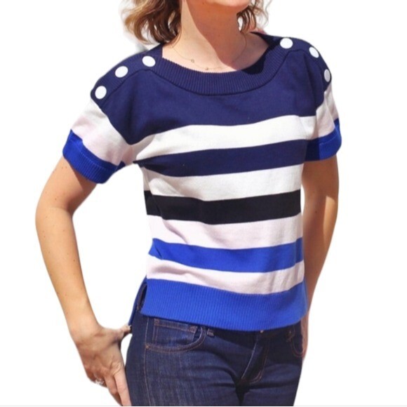 Cabi Sailor Pullover Short Sleeve Knit Top size S