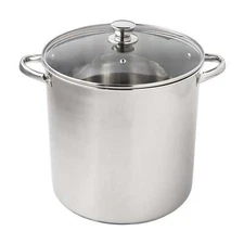 Stainless Steel 16-Quart Stock Pot with Glass Lid, Induction Compatib