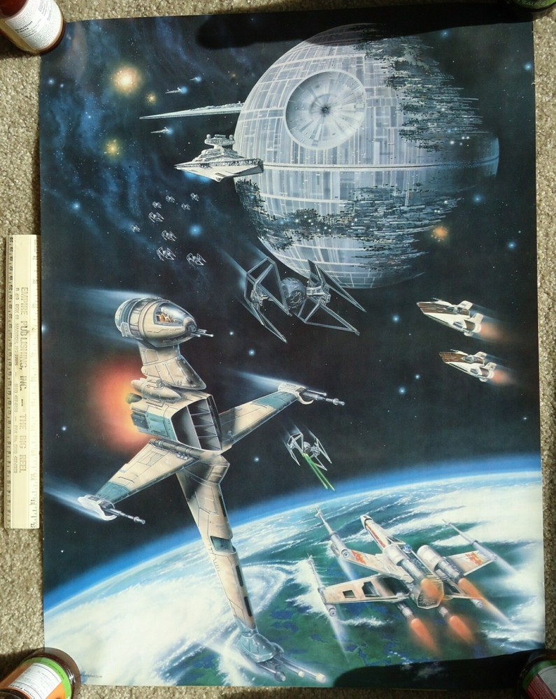 Star Wars Fan Club 1983 B-Wing Space Battle Poster 20X27 tape on back