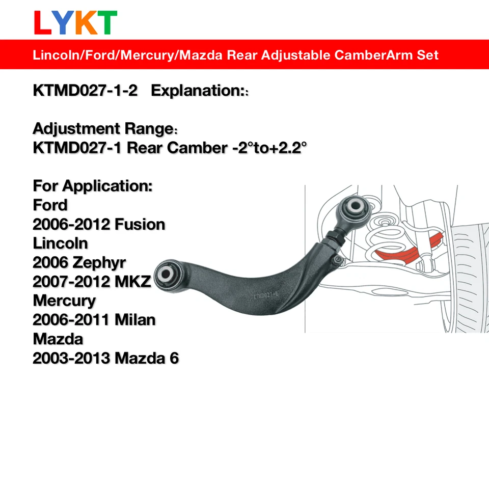 LYKT Rear Adjustable Camber Kit For Mazda6 Ford Fusion Lincoln Mercury Milan Foto 2 de 4