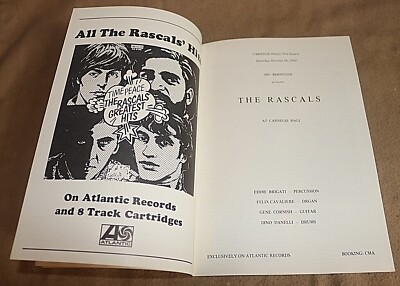 1969 THE RASCALS CONCERT PROGRAM CARNEGIE HALL | eBay
