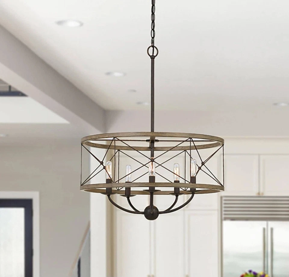 ⚡️Colgante de cinco luces Cal Lighting Modica - 22 pulgadas de ancho 👉No incluye bombillas👈 Foto 4 de 4