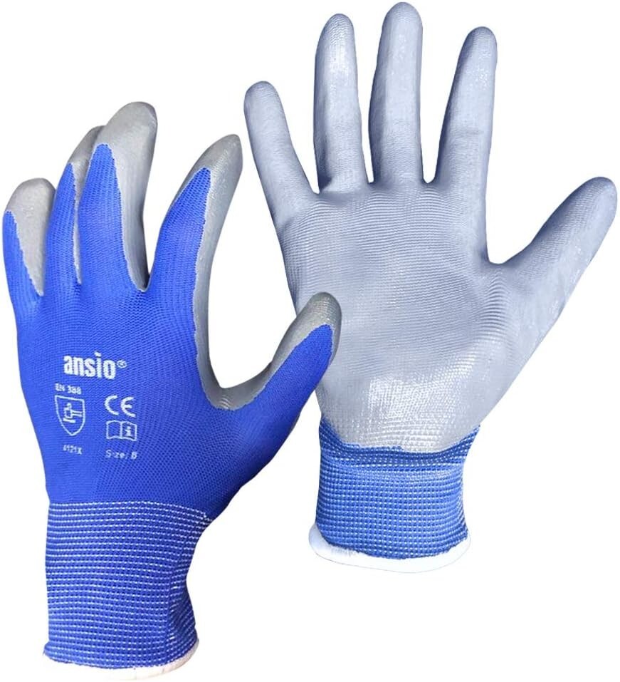 ANSIO 24 Pairs, Large Size PU Coated Nylon Non Slipy Safety Work Gloves