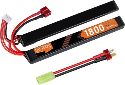 Airsoft Battery 11.1V Rechargeable 3S LiPo 1800mAh 30C Nunchuck Pack Deans TPlug - Picture 1 of 7