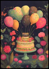 Greeting Card - Balloon Butterfly Cake Flower - JK Stewart - Birthday - 1024